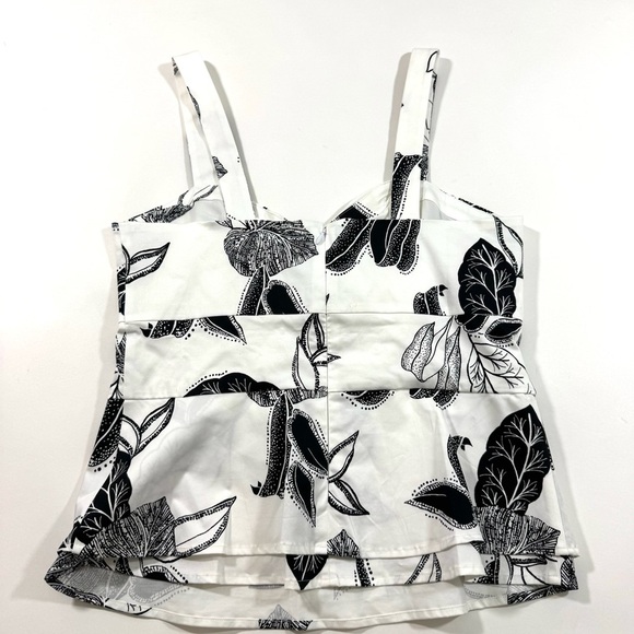 White House Black Market Flutter Hem Bodice Top Artisanal Palm - Picture 2 of 6